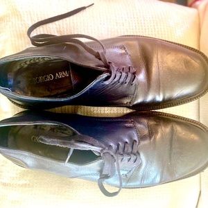 Black genuine calfskin leather Giorgio Armani  size 10.5 -  42  1/2 Italian .
